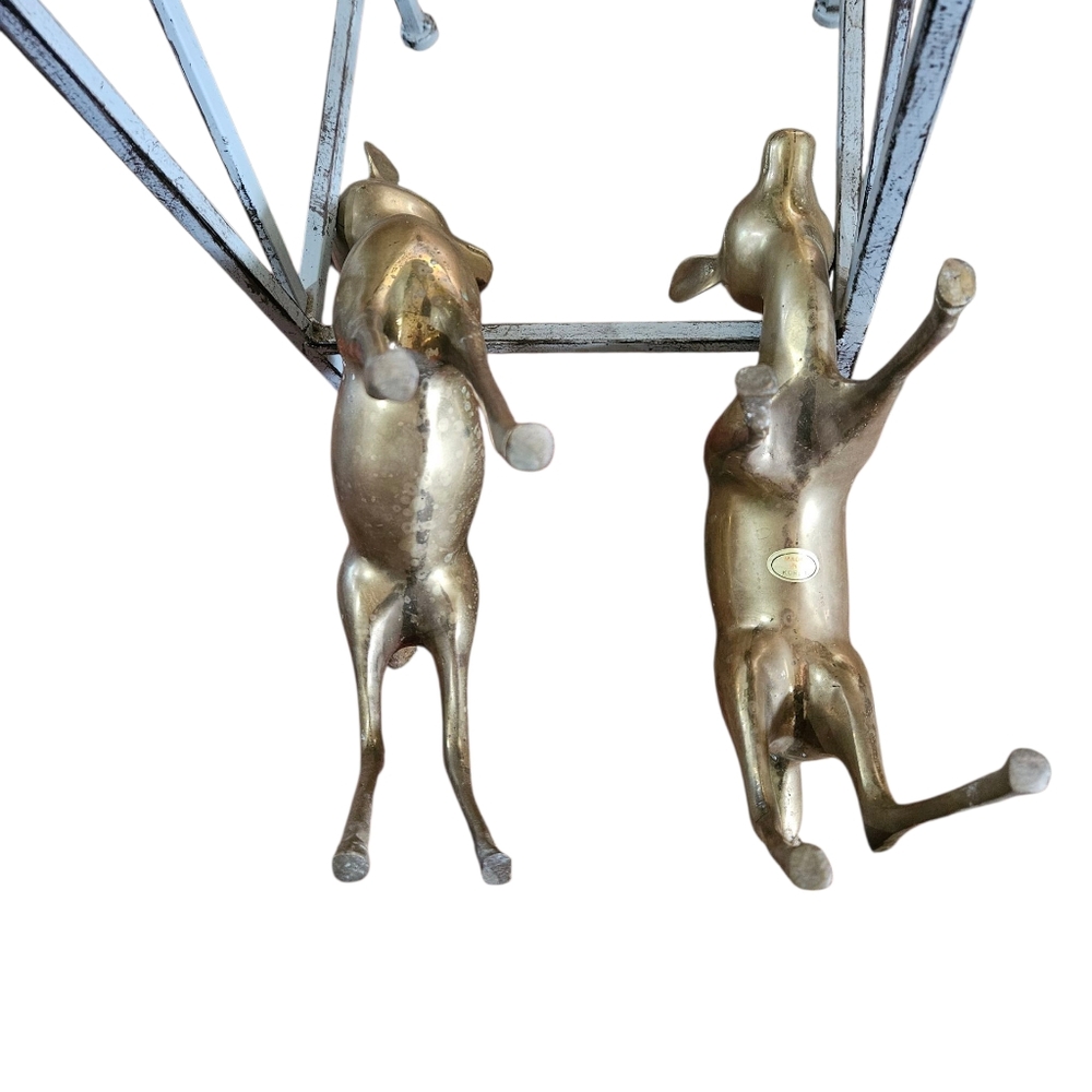 Vintage MCM BRASS pair Of DEER statues Hollywood Regency Bambi - Picture 3 of 5